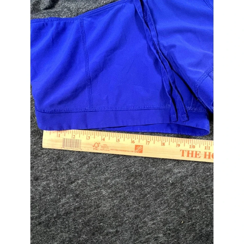 Avia Running Shorts Women 27 Blue Gray Wordmark Logo Drawstring Athletic Workout